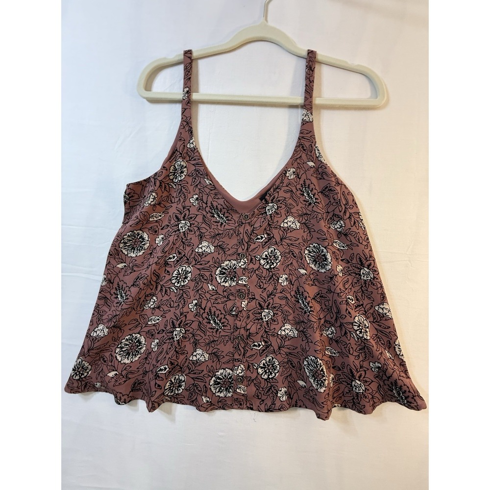 Forever 21 Women's Pink Navy Spaghetti Strap Floral Tank Top Size S